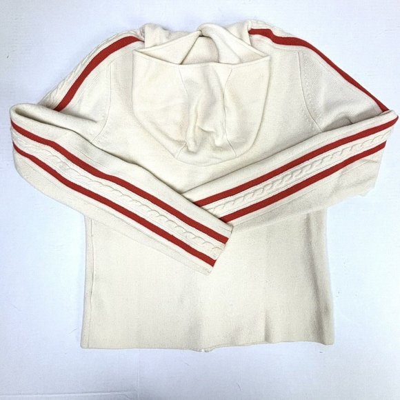 VTG Banana Republic Y2K Wool Zip Sweater Hood Cream Womens Medium EXCELLENT RARE - Picture 11 of 12